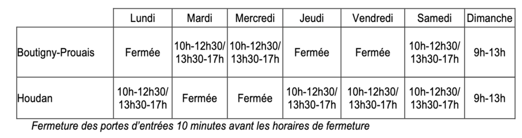 Tablkeau horaire des déchèteries de la CCPH