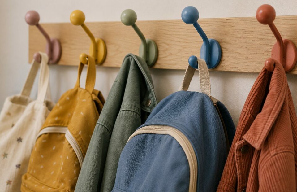 Manteau et sacs sur porte-manteau