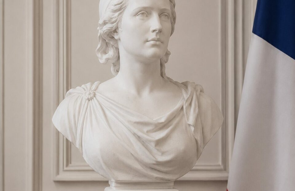 Buste de Marianne et drapeau tricolore