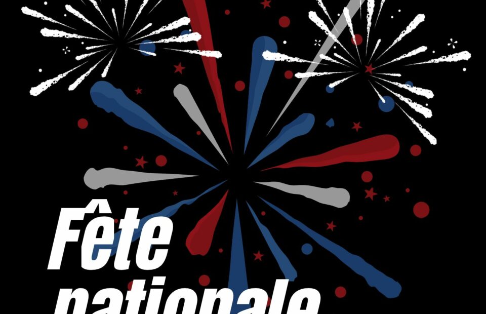 Visuel fête nationale sur fond de feu d'artifice